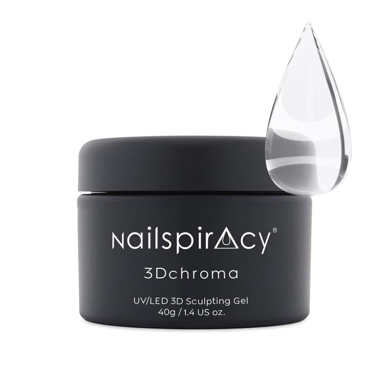 Nailspiracy 3Dchroma gel jar with a clear gel dropper on a white background
