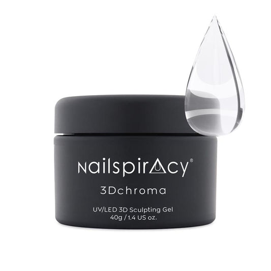Nailspiracy 3Dchroma gel jar with a clear gel dropper on a white background