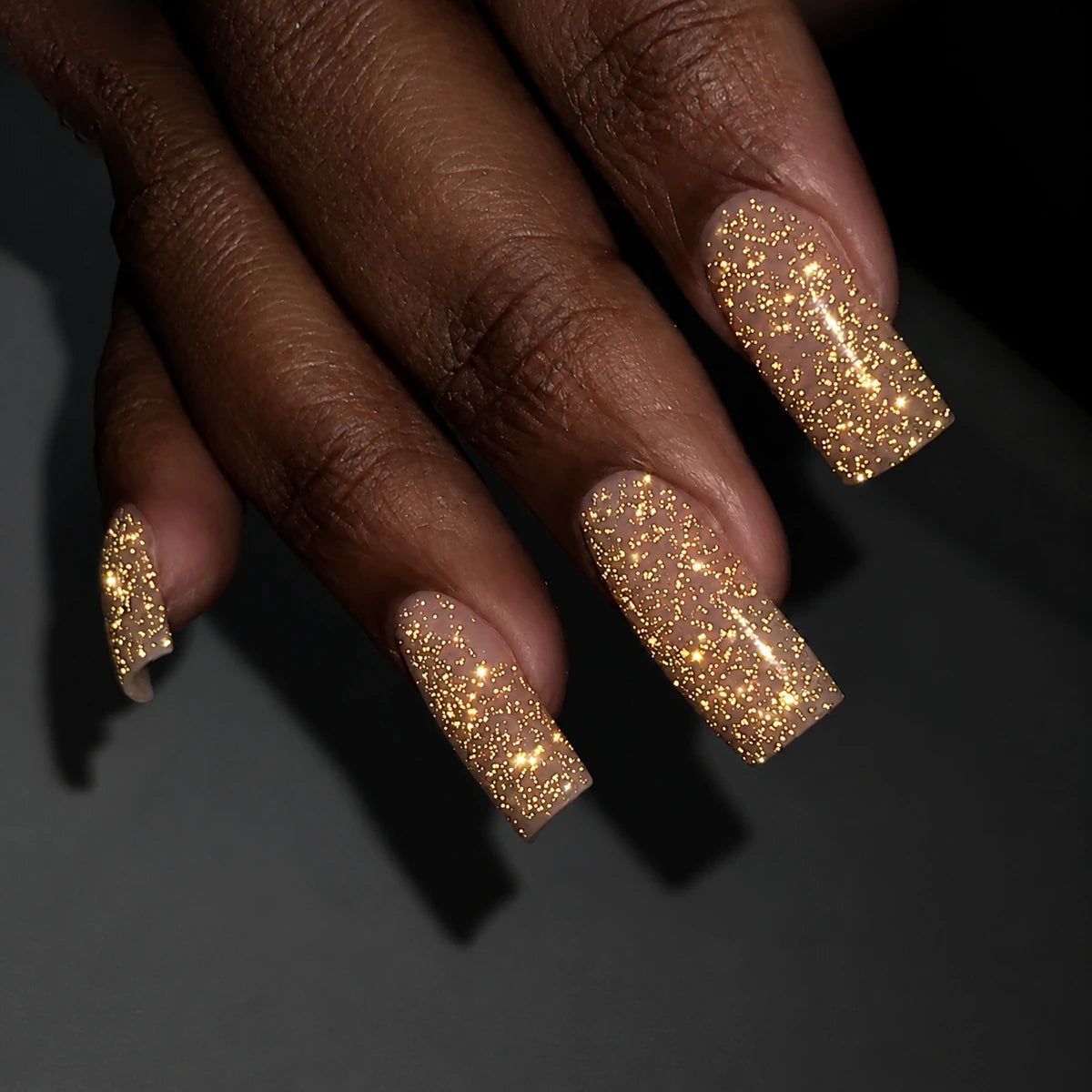 Gold reflective nail design created with Nailspiracy GOLD SHINE top coat